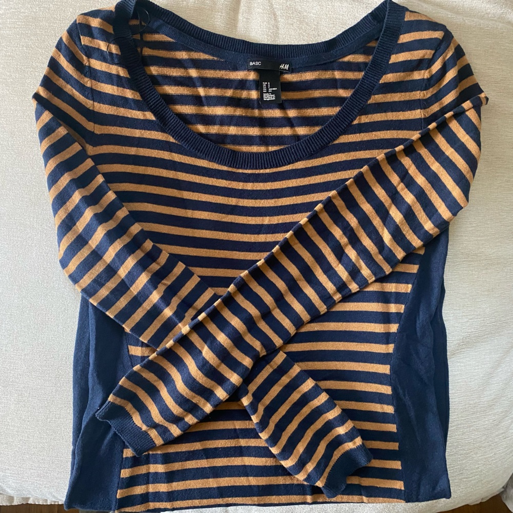 Blue/brown body con sweater dress